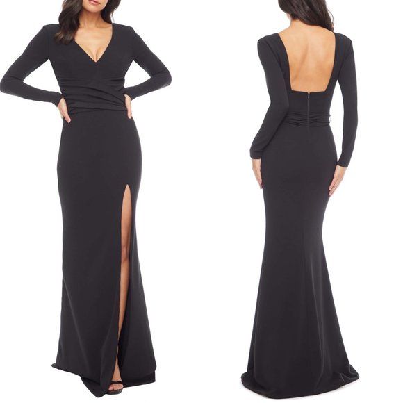 Dress the Population Dresses & Skirts - Dress the Population Carmen Long Sleeve Gown Black